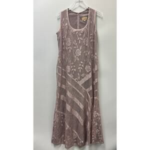 Damianou Maxi Floral Pink Sleeveless Shimmer Formal Gown Sz X-Large XL